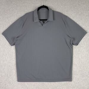 Lululemon Shirt Mens XXL Solar Grey Textured Mesh Short Sleeve Polo 2XL